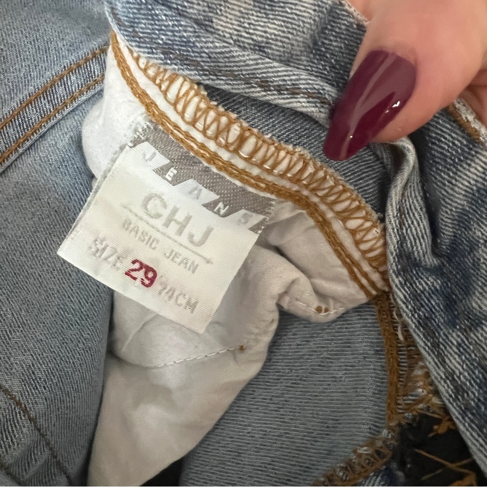 Y2K Chung Hae Jin Light Wash Open Knee Grommet Mid Rise Flare Jeans - Picture 6 of 8